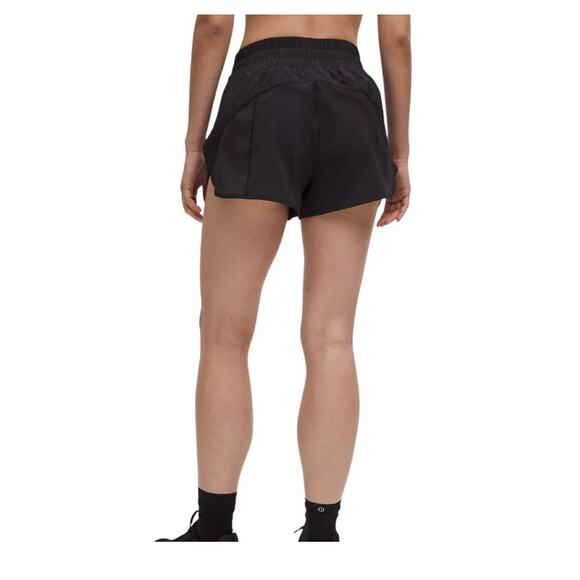 Lululemon Women’s Track That High-Rise Lined Short 3" Black Leopard Size 6 - Picture 1 of 9